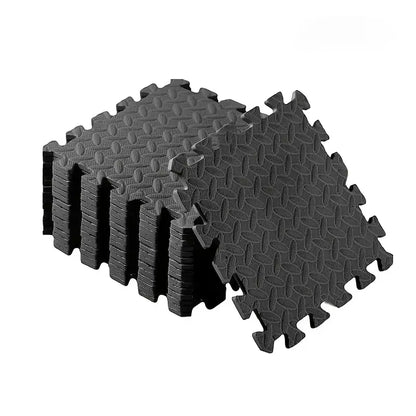EVA Foam Interlocking Exercise Mat Tiles Extra Thick PVC Gym Flooring for Fitness Yoga Aerobics Non-Slip Black Mat 16Pcs