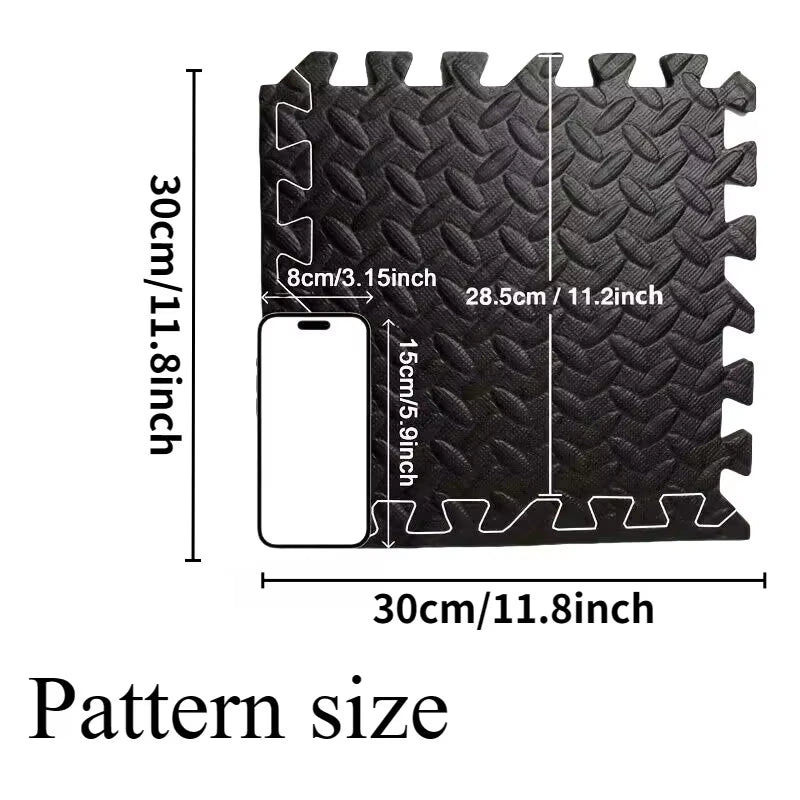 EVA Foam Interlocking Exercise Mat Tiles Extra Thick PVC Gym Flooring for Fitness Yoga Aerobics Non-Slip Black Mat 16Pcs