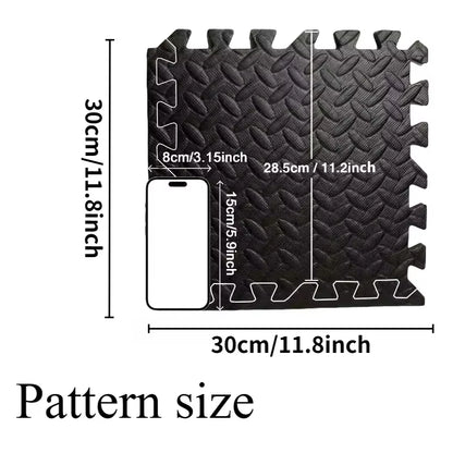 EVA Foam Interlocking Exercise Mat Tiles Extra Thick PVC Gym Flooring for Fitness Yoga Aerobics Non-Slip Black Mat 16Pcs