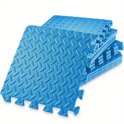 EVA Foam Interlocking Exercise Mat Tiles Extra Thick PVC Gym Flooring for Fitness Yoga Aerobics Non-Slip Black Mat 16Pcs